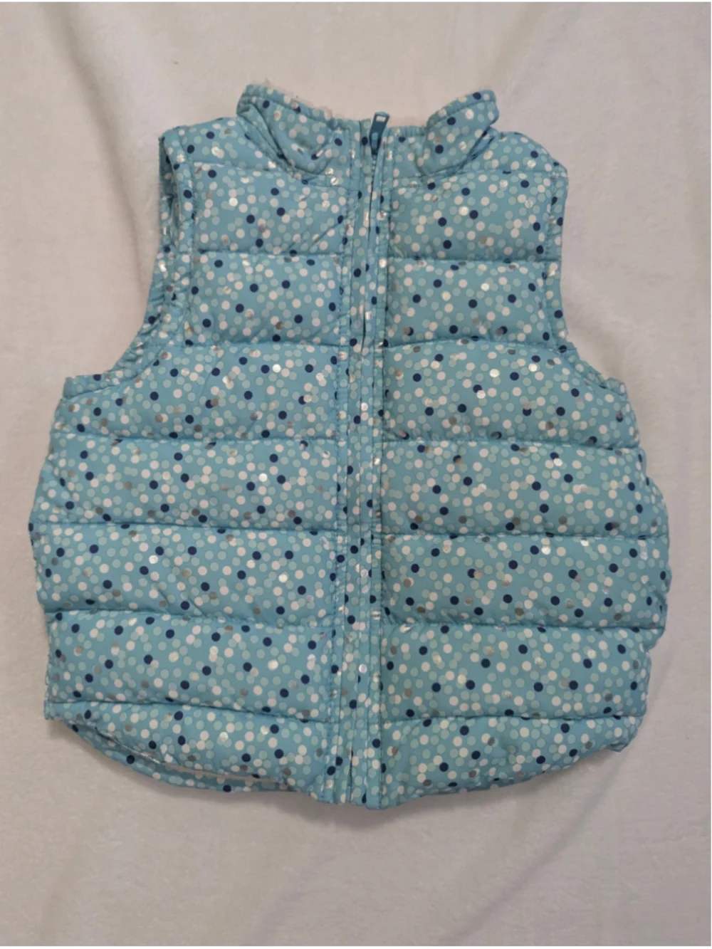 Gymboree Polka Dot Puffer Vest Blue White Size XS